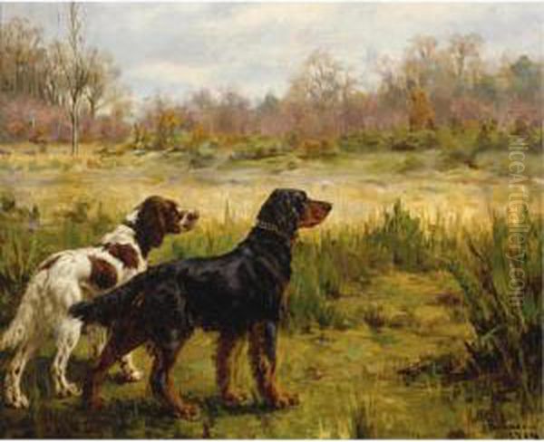 Two Setters Oil Painting by Percival Leonard Rosseau