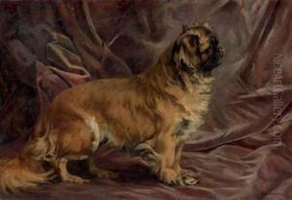 A Pekingese Oil Painting by Percival Leonard Rosseau