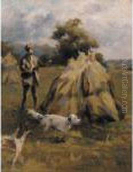 A Shooting Study Oil Painting by Percival Leonard Rosseau