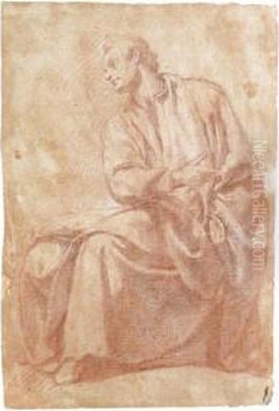 Study Of A Seated Man Turned To The Left Oil Painting by Matteo Rosselli