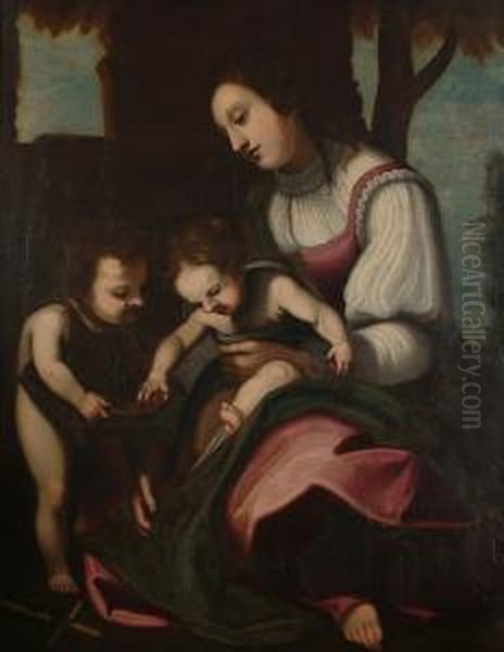 The Virgin And Child With The Infant Saint John The Baptist. Oil Painting by Matteo Rosselli