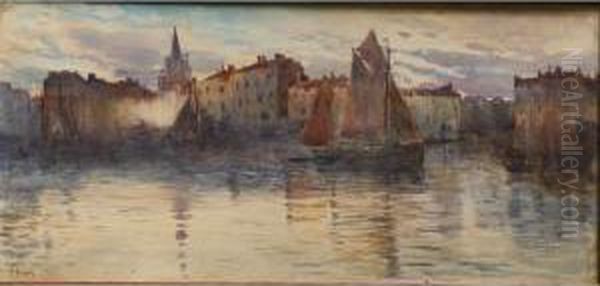 Scene De Port Oil Painting by Paul Rossert