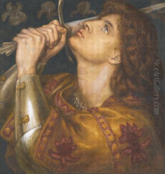 Joan Of Arc Oil Painting by Dante Gabriel Rossetti