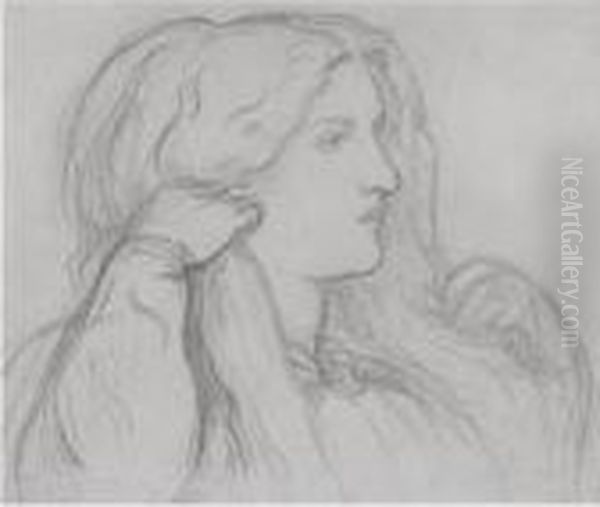 Portrait Of Fanny Cornforth Arranging Her Hair Oil Painting by Dante Gabriel Rossetti