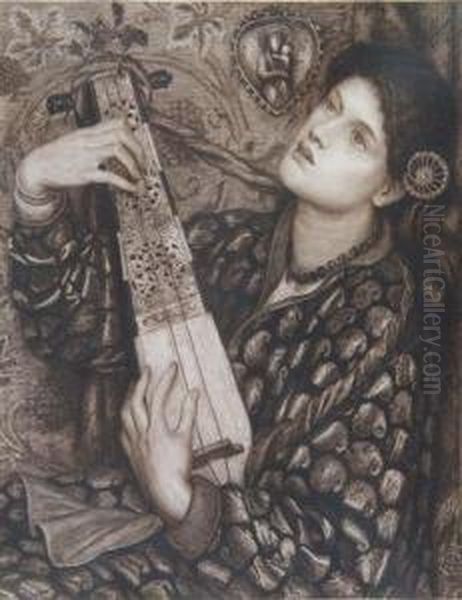 A Christmas Carol Oil Painting by Dante Gabriel Rossetti