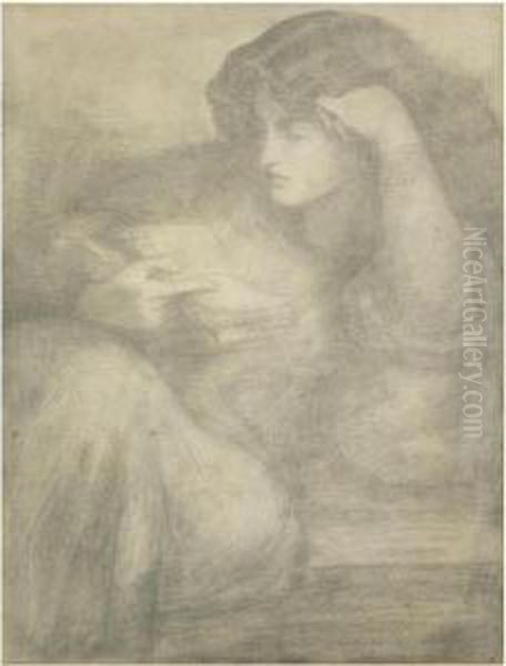 Jane Morris, Reading Oil Painting by Dante Gabriel Rossetti