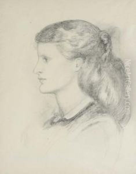 Portrait Of Annie Miller, Bust-length, In Profile To Left Oil Painting by Dante Gabriel Rossetti