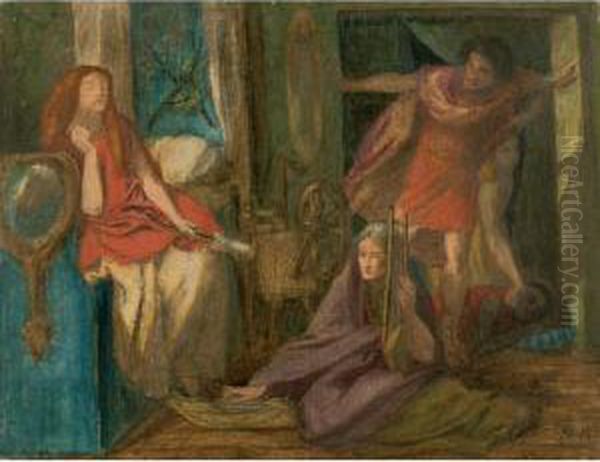 The Return Of Tibullus To Delia Oil Painting by Dante Gabriel Rossetti