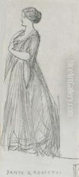 Study Of A Standing Female Figure, Facing Left Oil Painting by Dante Gabriel Rossetti