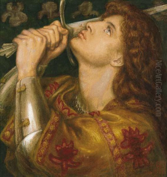 Joan Of Arc Oil Painting by Dante Gabriel Rossetti