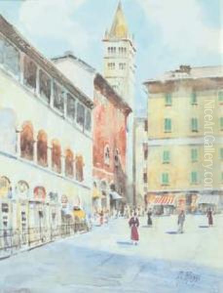 Genova Piazza Della Commenda Oil Painting by Alberto Rossi