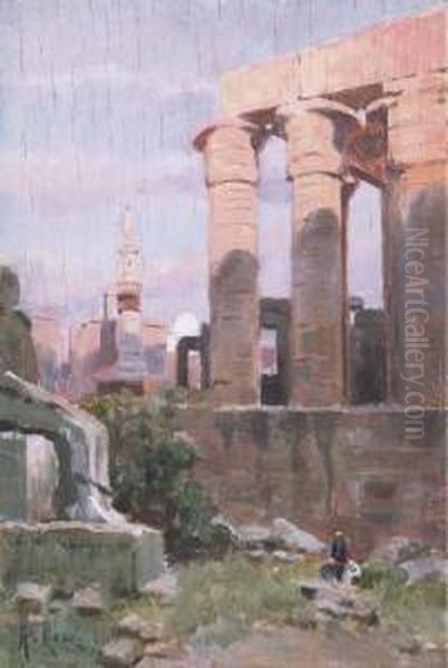 Temple At Luxor, Egypt Oil Painting by Alberto Rossi