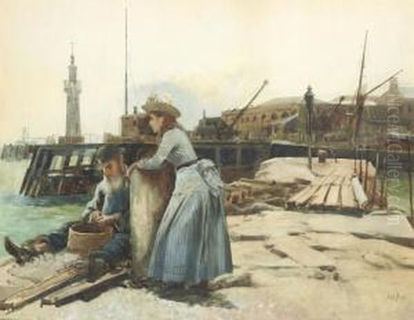 The Fisherman And His Daughter Oil Painting by Alexander Rossi