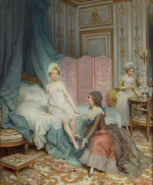 Le Lever De La Jeune Fille Oil Painting by Lucius Rossi