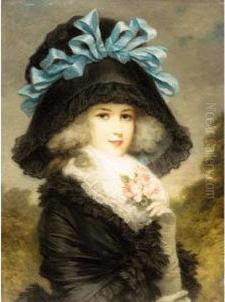 Damina Con Il Cappello Oil Painting by Luigi Rossi