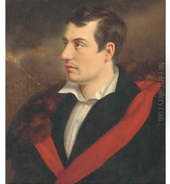 Portrait of the poet, George Gordon Byron, 6th Baron Byron (1788-1824) Oil Painting by Samuel Drummond