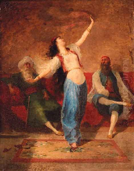 An Arab Dancer Oil Painting by Auguste Viande Doviane