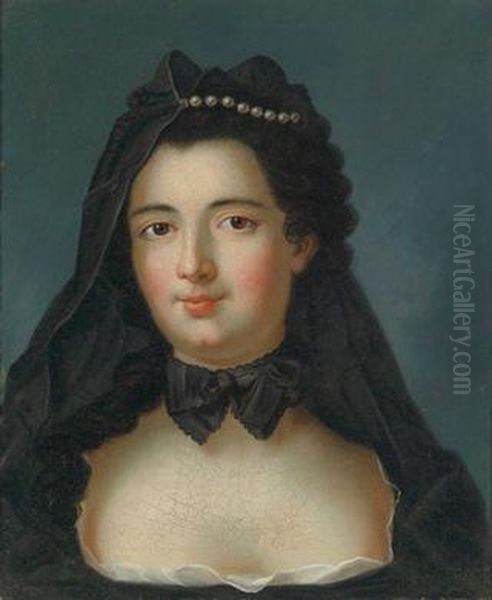 Schule Bildnis Einer Schwarzgekleideten Jungen Frau Oil Painting by Pietro Antonio Rotari