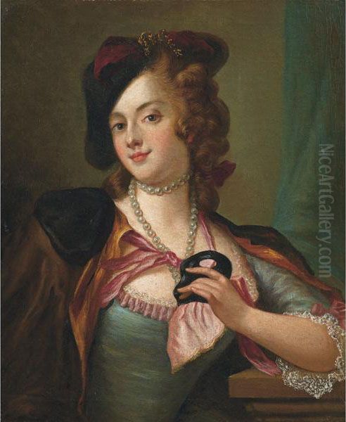 Ritratto Di Giovinetta Con Maschera E Cappello Oil Painting by Pietro Antonio Rotari