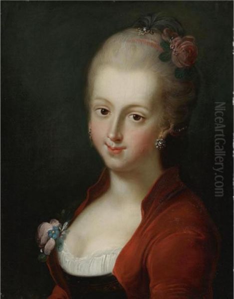 Portrait Of Maria Amalia Duchess Of Parma Oil Painting by Pietro Antonio Rotari