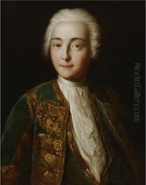 Portrait Of A Young Man In A Powdered Wig Oil Painting by Pietro Antonio Rotari