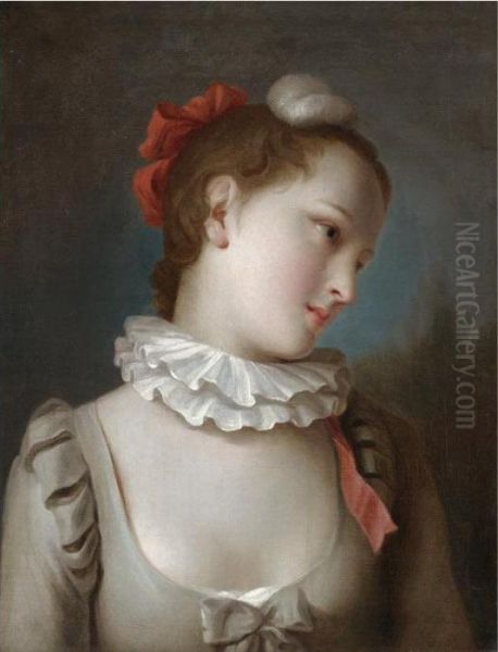 Portrait Of A Girl In A Silk Collar Oil Painting by Pietro Antonio Rotari