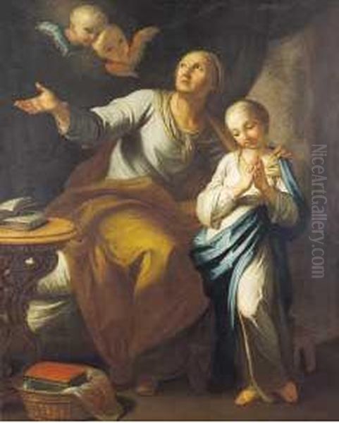 L'educazione Della Vergine Oil Painting by Pietro Antonio Rotari