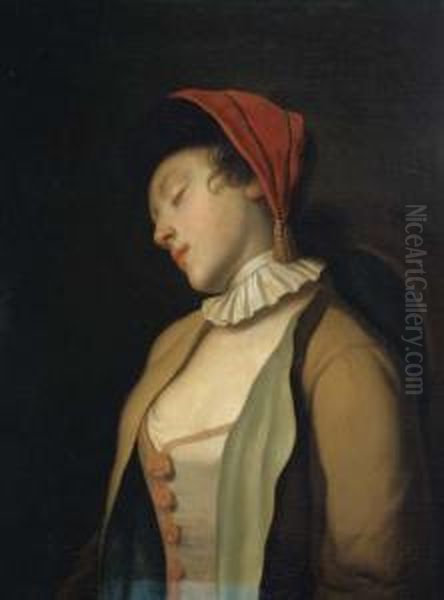 A Sleeping Young Girl Oil Painting by Pietro Antonio Rotari