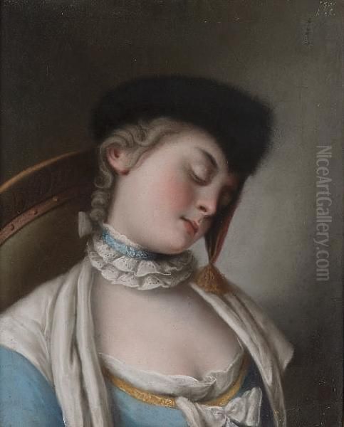 Portrait Of A Sleeping Girl Oil Painting by Pietro Antonio Rotari