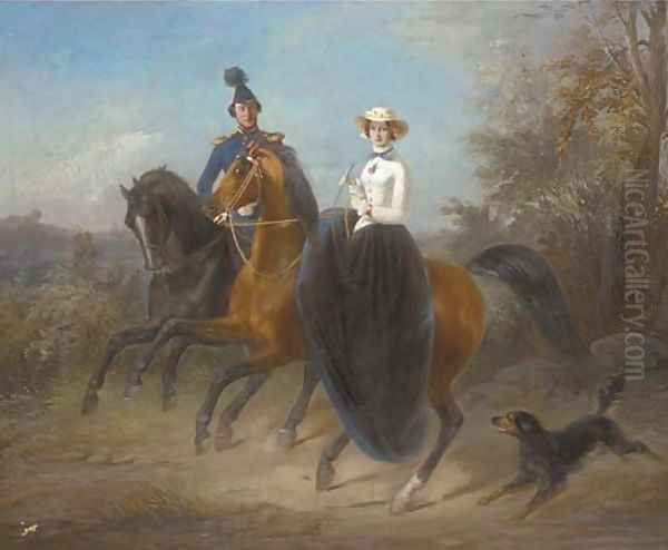 Out riding Oil Painting by Alfred Dedreux