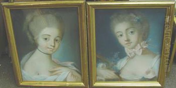 Portraits Of Young Women: Two Oil Painting by Pietro Antonio Rotari