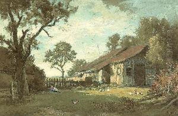 Bauernhof - Dachauer Landschaft
 Mit Bauernhausern. Oil Painting by Philipp Roth