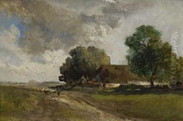 Baumlandschaft Mit
 Bauernhaus. Oil Painting by Philipp Roth