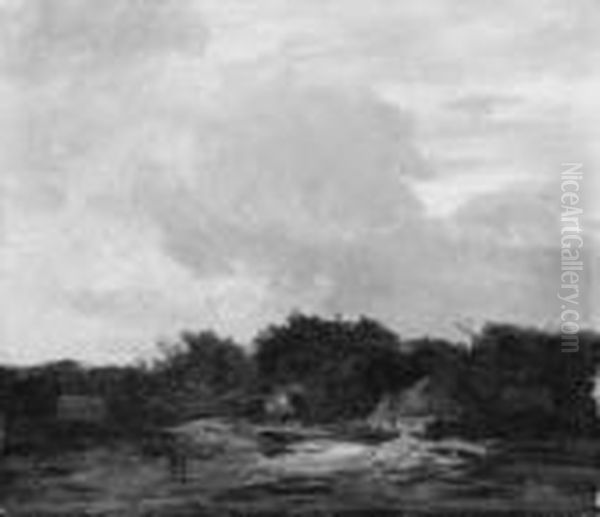 Verso Zweimal Der Nachlasstempel
 Und Ein Klebezettel: Nach J. Ruysdael. Aus Dem Gedachtnis. Privatbesitz
 Aachen. Oil Painting by Philipp Roth