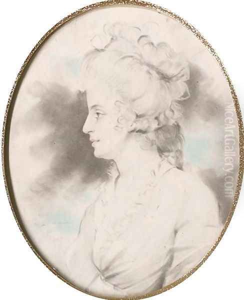 Portrait of a lady, bust-length, in profile Oil Painting by John Downman