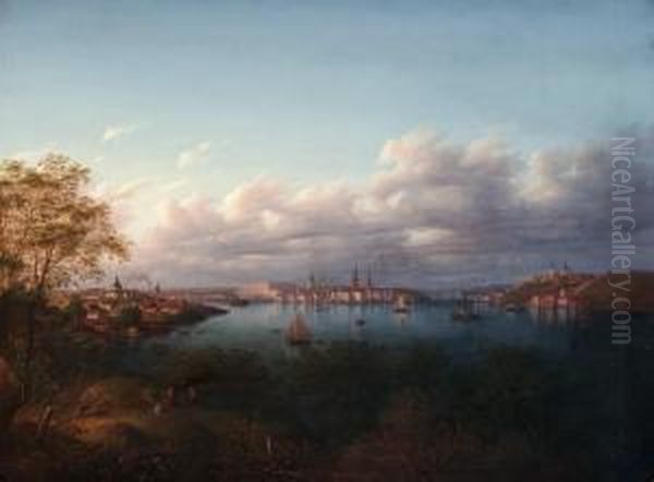 Vy Mot Stockholm Oil Painting by Carl Abraham Rothsten