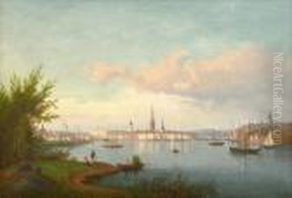 Riddarfjarden - Stockholm Oil Painting by Carl Abraham Rothsten