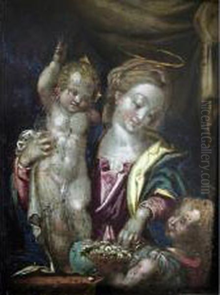 Virgin And Child With St. John Oil Painting by Johann Rottenhammer