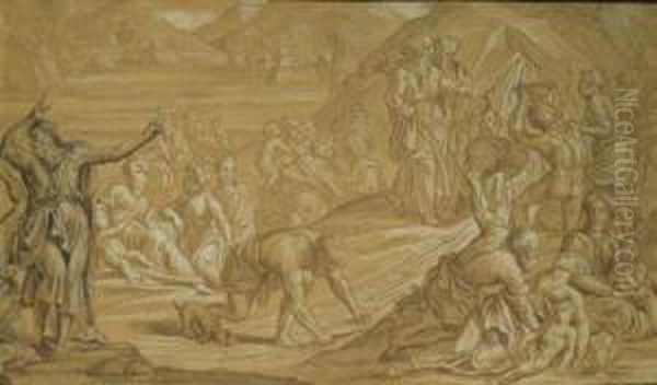 Moses Striking The Rock Oil Painting by Johann Rottenhammer