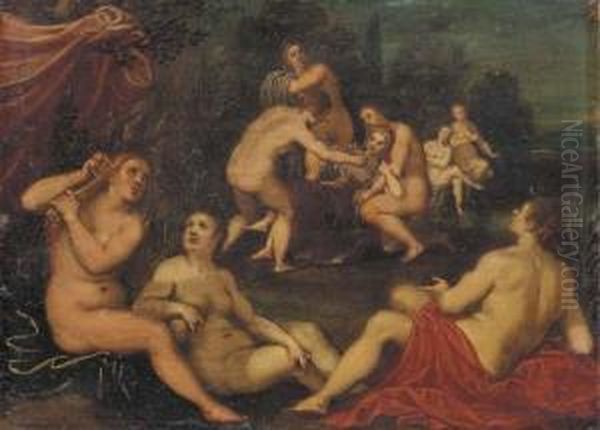 Toilet Of Venus Oil Painting by Johann Rottenhammer