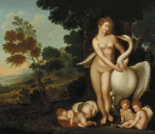 Leda And The Swan Oil Painting by Johann Rottenhammer