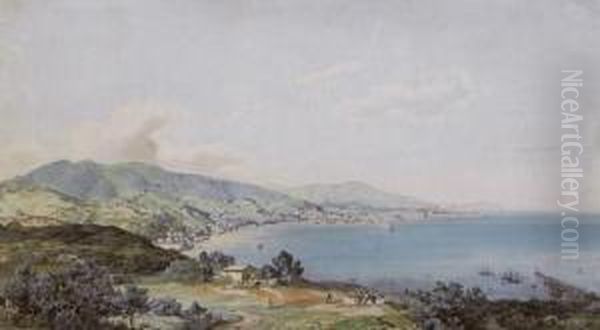 View Of The Bay Of Genoa Oil Painting by Carl Rottmann