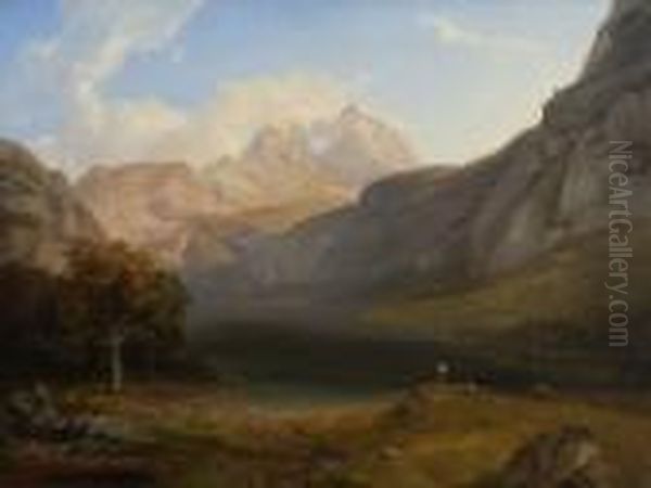 Obersee Mit Watzmann. Oil Painting by Carl Rottmann