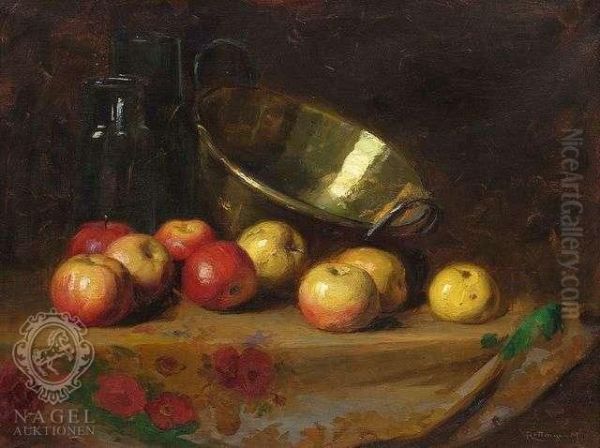 Still Life With Apples Oil Painting by Mozart Rottmann