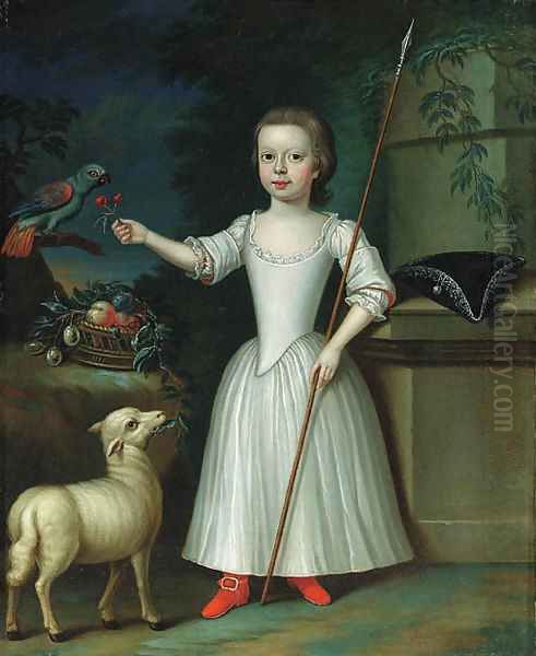 Portrait of a young girl, said to be Miss Mildred Drew Oil Painting by Bartholomew Dandridge