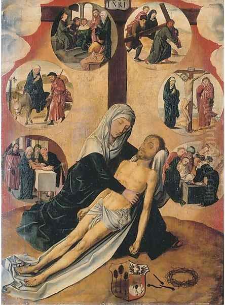 The Lamentation, with medallions depicting The Circumcision Oil Painting by Gerard David