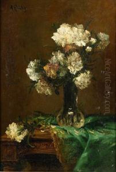 Blomsterstilleben Oil Painting by Alfred Rouby