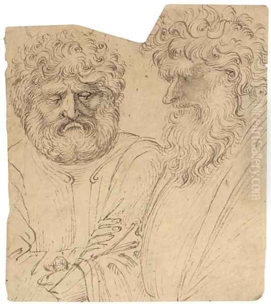 Two heavily bearded men, half-length Oil Painting by Verona Stefano Di Giovanni Da