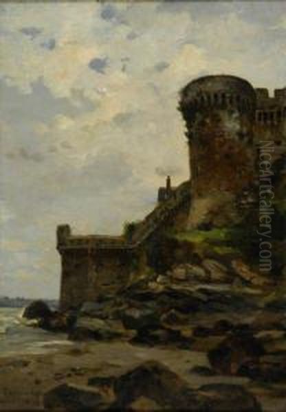 Le Mont Saint Michel Oil Painting by Gaston-Marie-Anatole Roullet