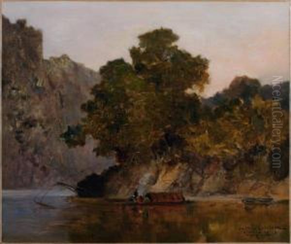 La Riviere Noire Au Tonkin Oil Painting by Gaston-Marie-Anatole Roullet